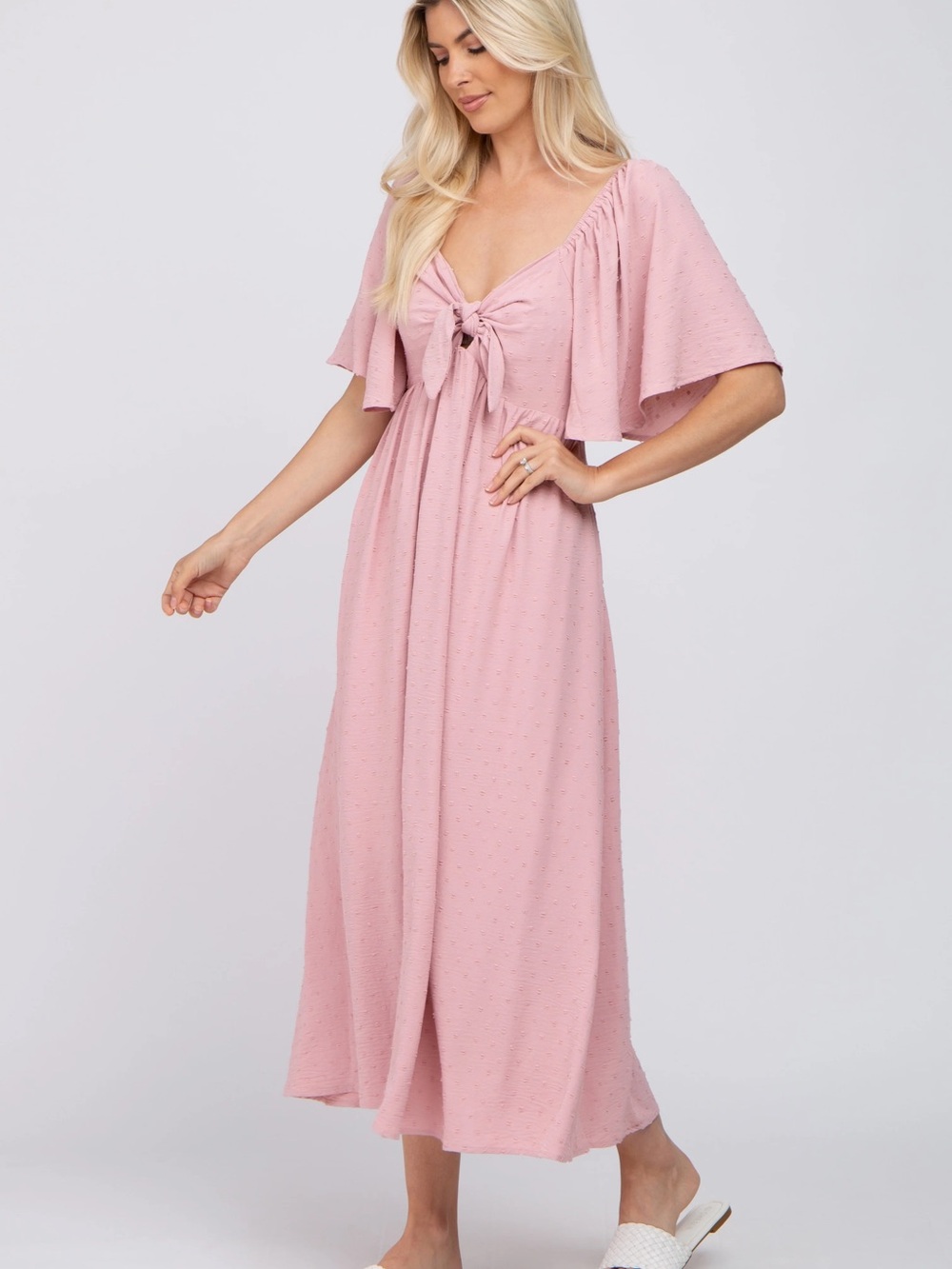 Pinkblush Blush Pink Tie-Front Maxi Robe